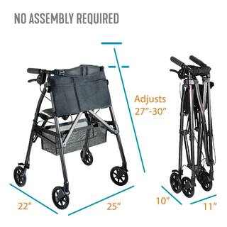 Stander EZ Fold-N-Go Short Lightweight Junior Folding Walker for Seniors and Adults Regal Ros Rollator 4330-RR