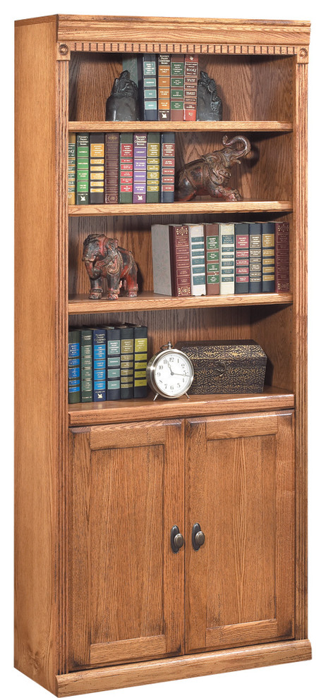 Huntington Oxford Wood Bookcase With Doors   Traditional   Bookcases   by Homesquare  Houzz