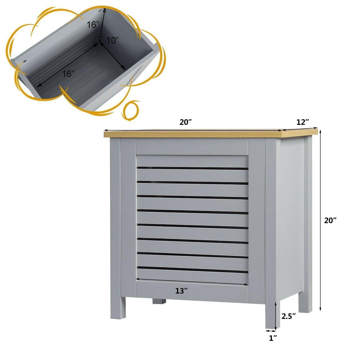 Costzon Wooden Toy Box Chest with Lid, Large Storage Cabinet with Louver Design for Storage (Grey)