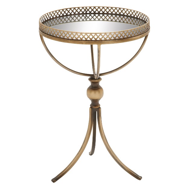 Metal And Glass Round Pedestal Table Gold Olivia amp May