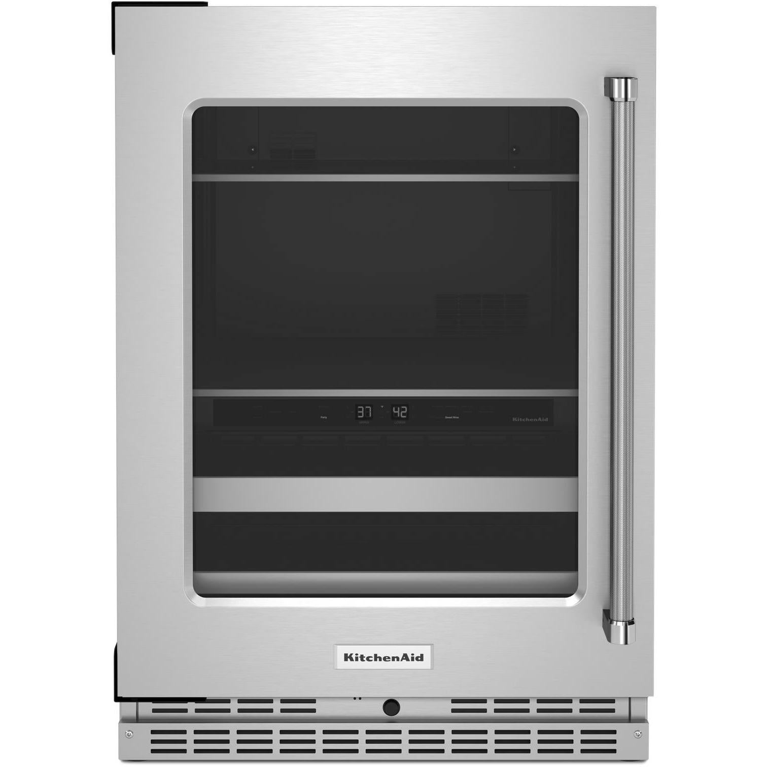 KitchenAid 24-inch, 4.89 cu. ft. Beverage Center with Glass Door KUBL314KSS