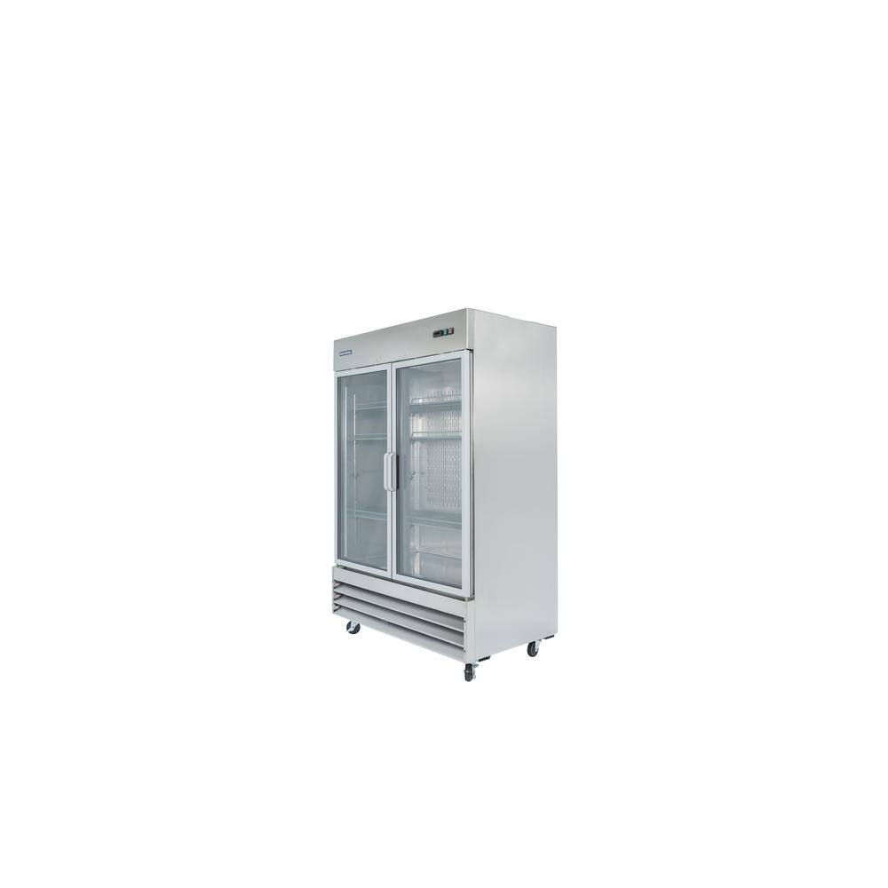 Norpole 54 in. W 48 cu. ft. 2-Glass Door Reach-In Commercial Refrigerator in Stainless NP2R-G