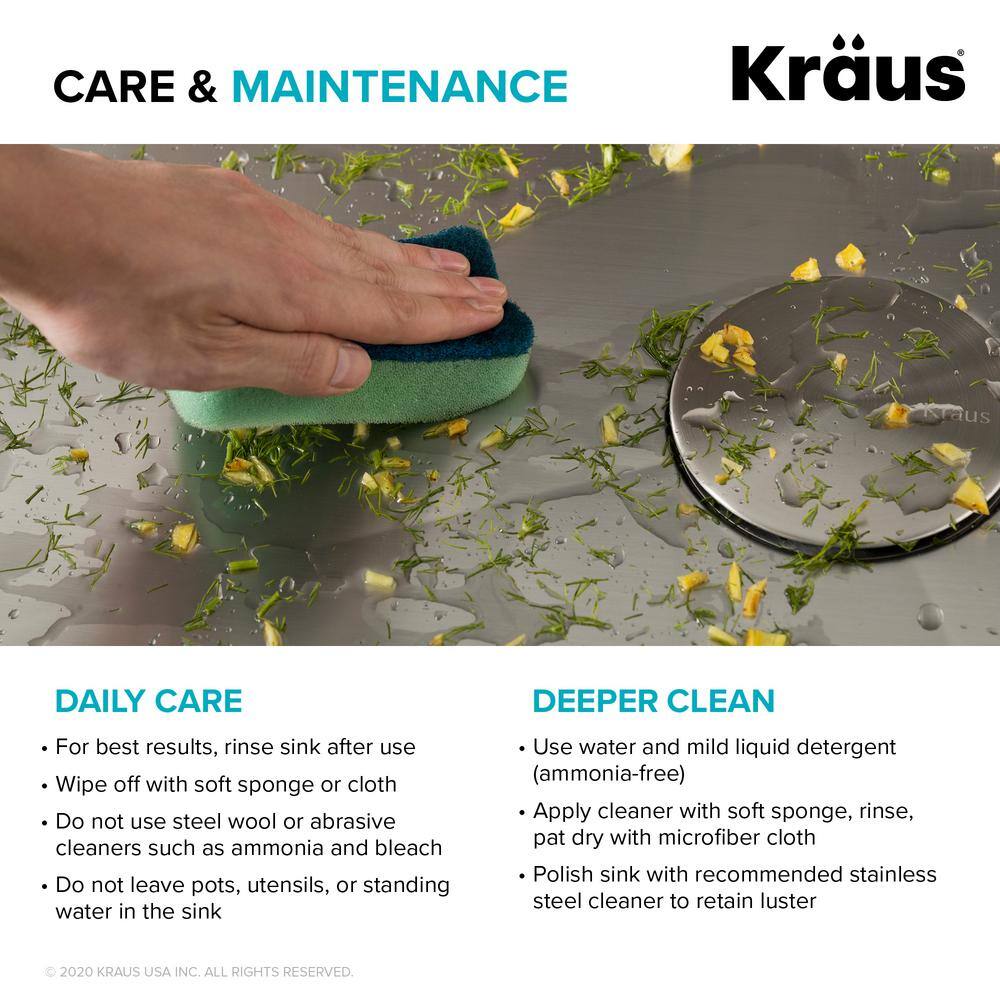 KRAUS Standart PRO 16-Gauge Stainless Steel 25 in. Drop-in  Undermount Single Bowl Deep Laundry Utility Sink KHT301-25L