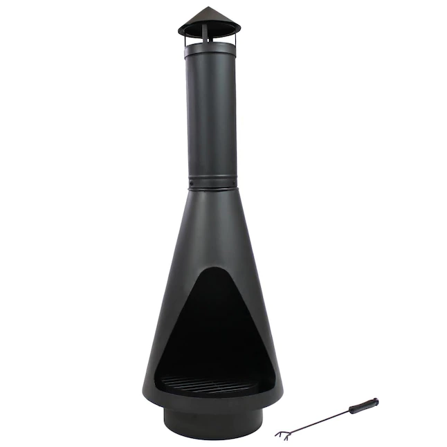 Sunnydaze Decor KF-614 56-in H x 19-in D x 19-in W Black Steel Chiminea