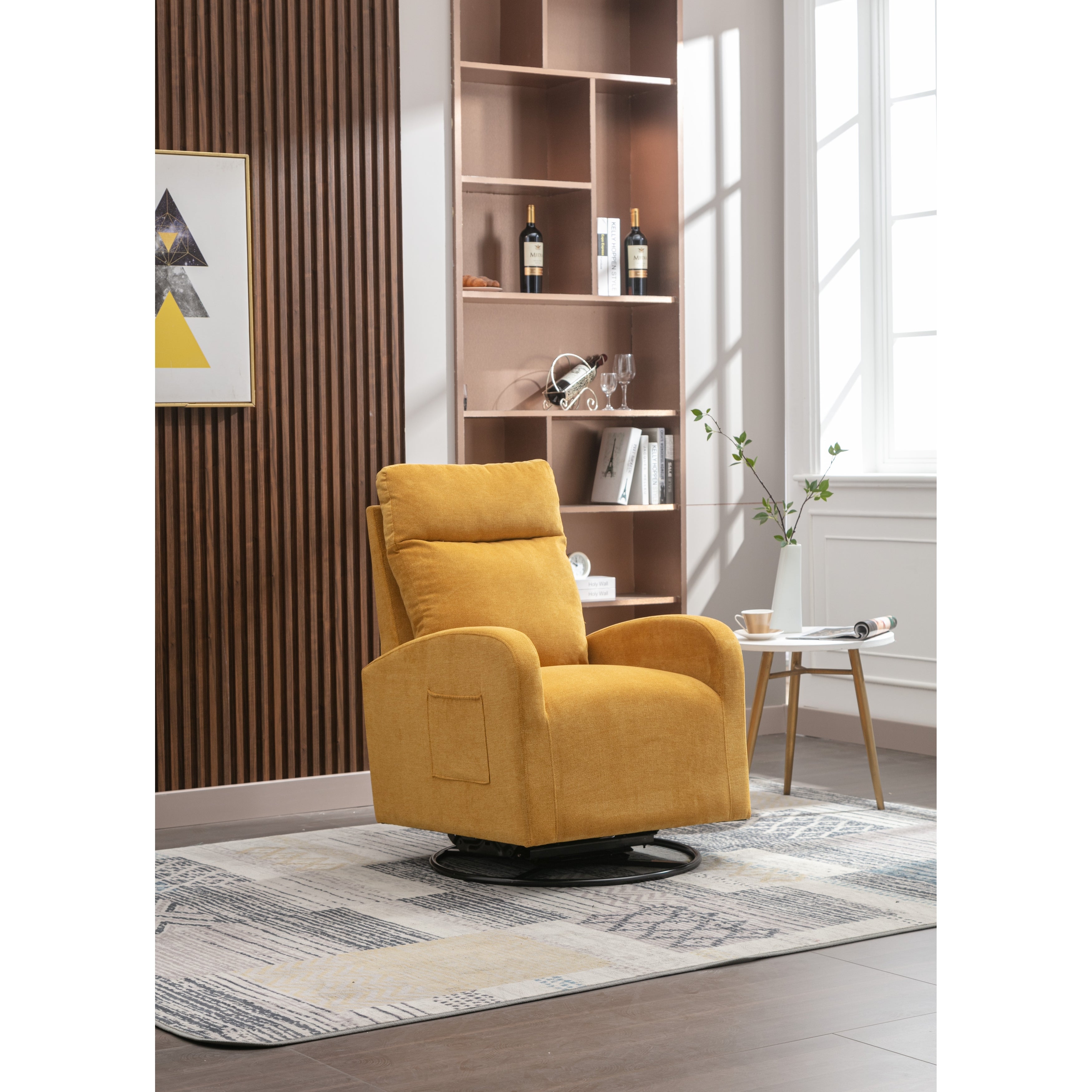 Modern Upholstered Swivel Chair with Left Bag