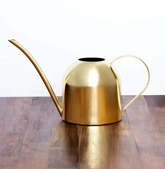 Extremely New Design Water Can Durable With Gold Plated Fineshed Metal Watering Can In Elegant For Home Garden Lawn Plan