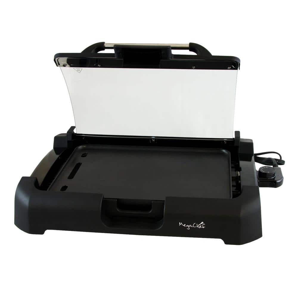 MegaChef 165 sq. in. Black Reversible Indoor Grill and Griddle with Removable Lid 985101713M