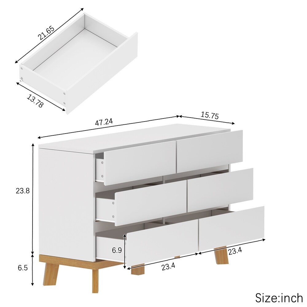 6 Drawers MDF Storage Cabinet