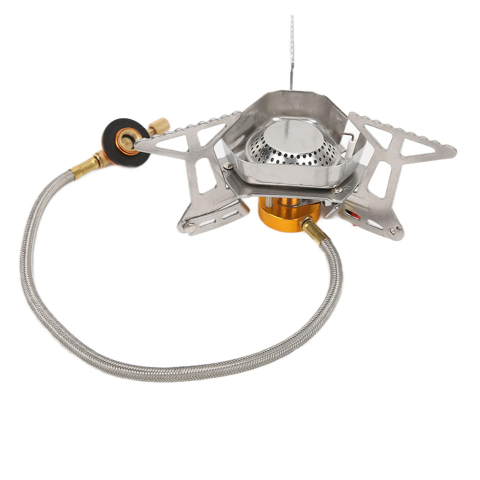 Camping Gas Stove Stainless Steel Strong Durable Windproof Electronic Ignition Convenient Portable Stove