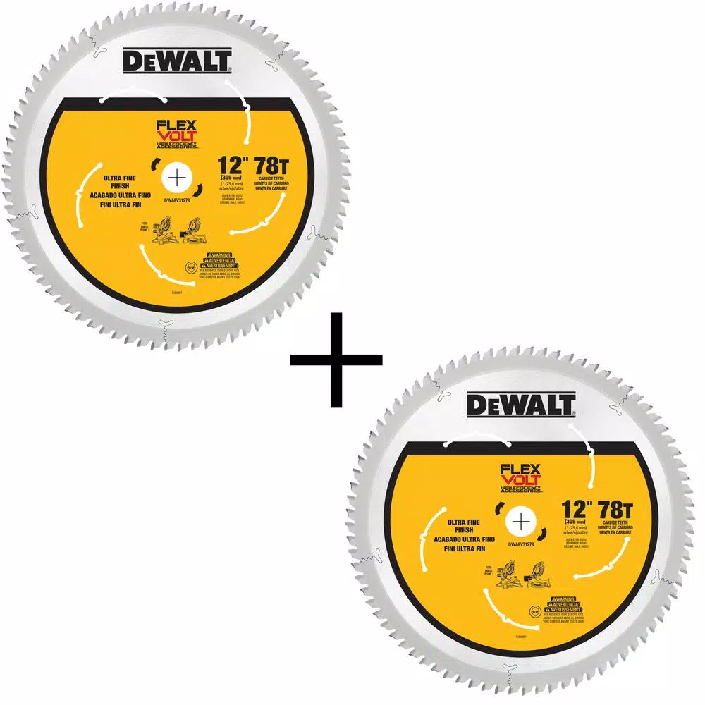 DEWALT FLEXVOLT 12 in. 78-Teeth Carbide-Tipped Miter Saw Blade (2-Pack) and#8211; XDC Depot