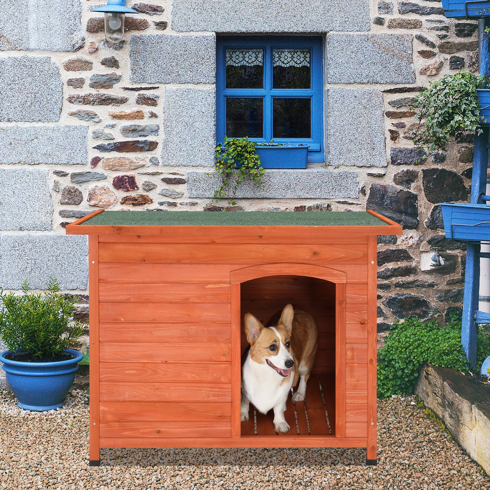 Ktaxon Wooden Dog House Large Dog Kennel Weather Resistant for Indoor and Outdoor Use 45