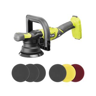 RYOBI ONE+ 18V 5 in. Variable Speed Dual Action Polisher (Tool Only) w3-Piece Foam Dual Action Polisher Finishing Pad Set PBF100B-A38DA301