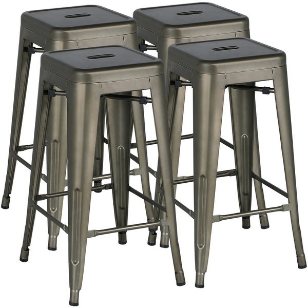 Yaheetech Metal Bar Stools，Set of 4， Vintage Counter Bar Stool