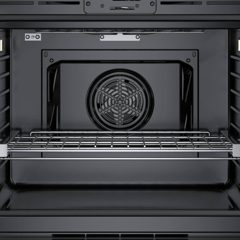 Bosch 800 Series 30 in. Built-In Smart Single Electric Convection Wall Oven w Left SideOpening Door in Black Stainless Steel HBL8444LUC