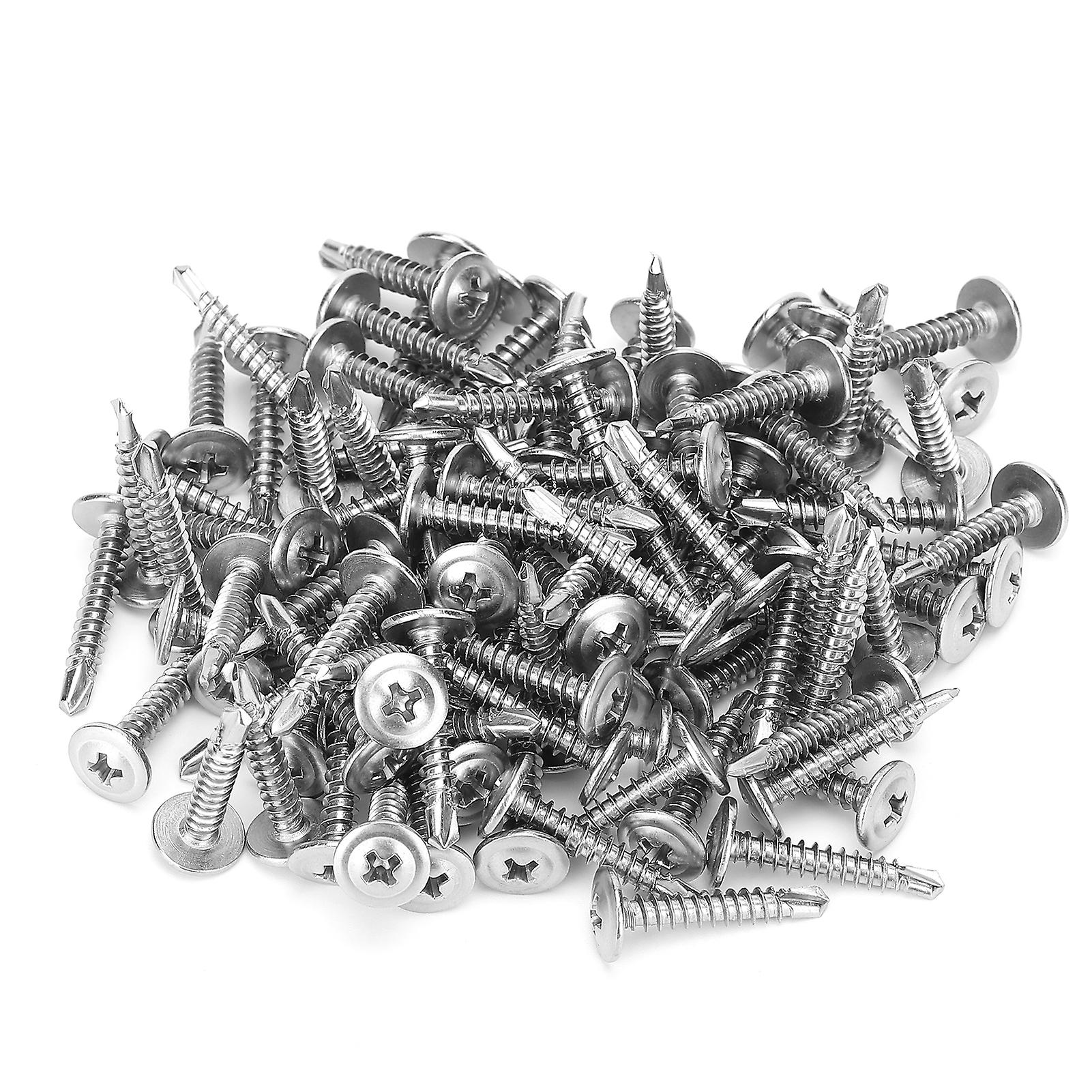 500pcs Self Tapping Screws 410 Stainless Steel M4.2x25mm Screw Crossed Grooves Deep Thread