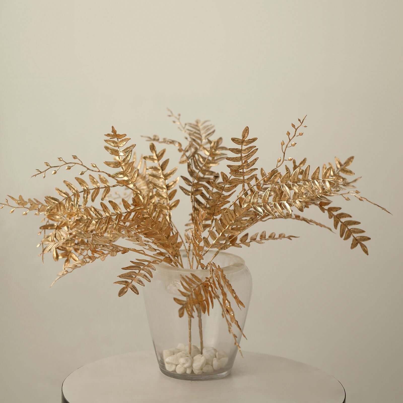 2 Pack Metallic Gold Artificial Fern Leaf Branches, Faux Decorative Bouquets 21