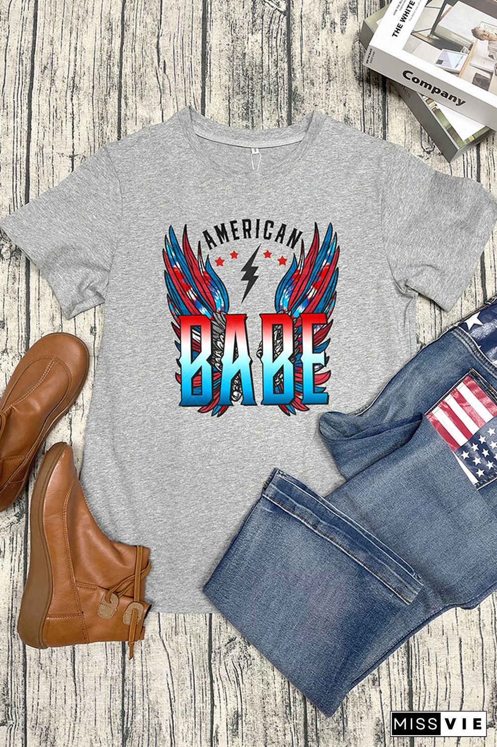 American Babe Retro Wings Short Sleeve Graphic Tee Wholesale