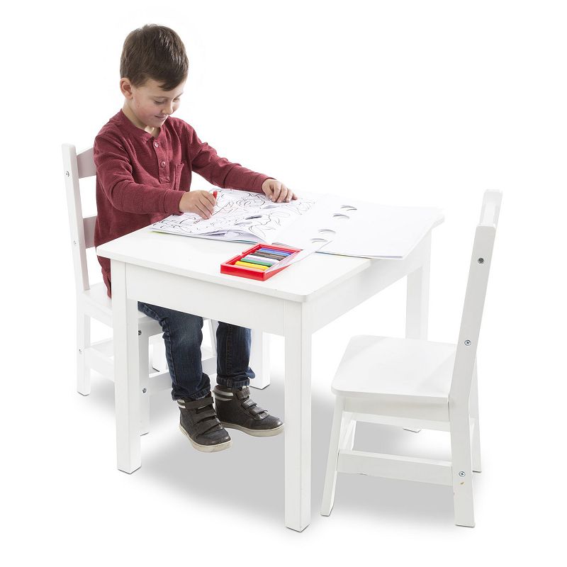 Melissa and Doug White Wooden Table and Chairs Set