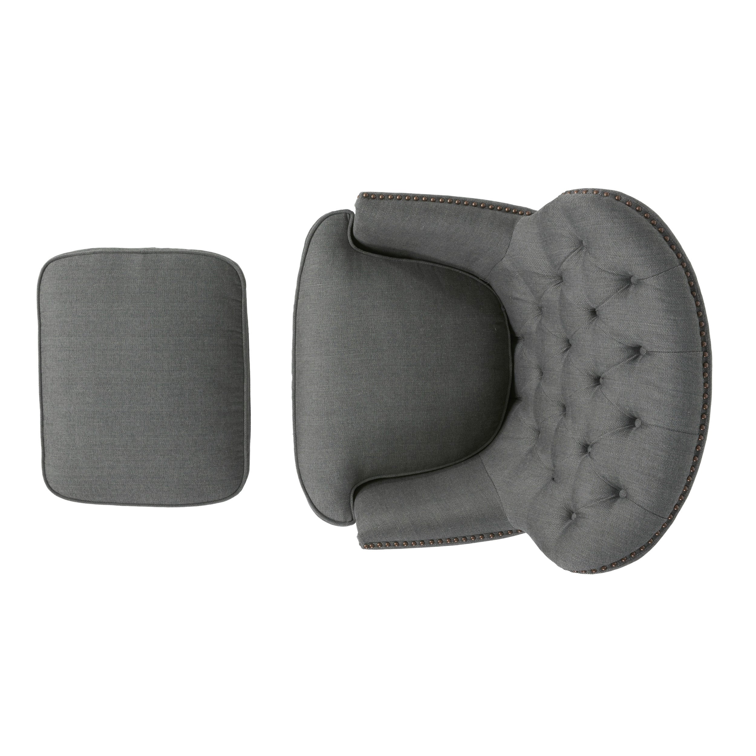 Noble House Torrin Grey Fabric Club Chair and Ottoman