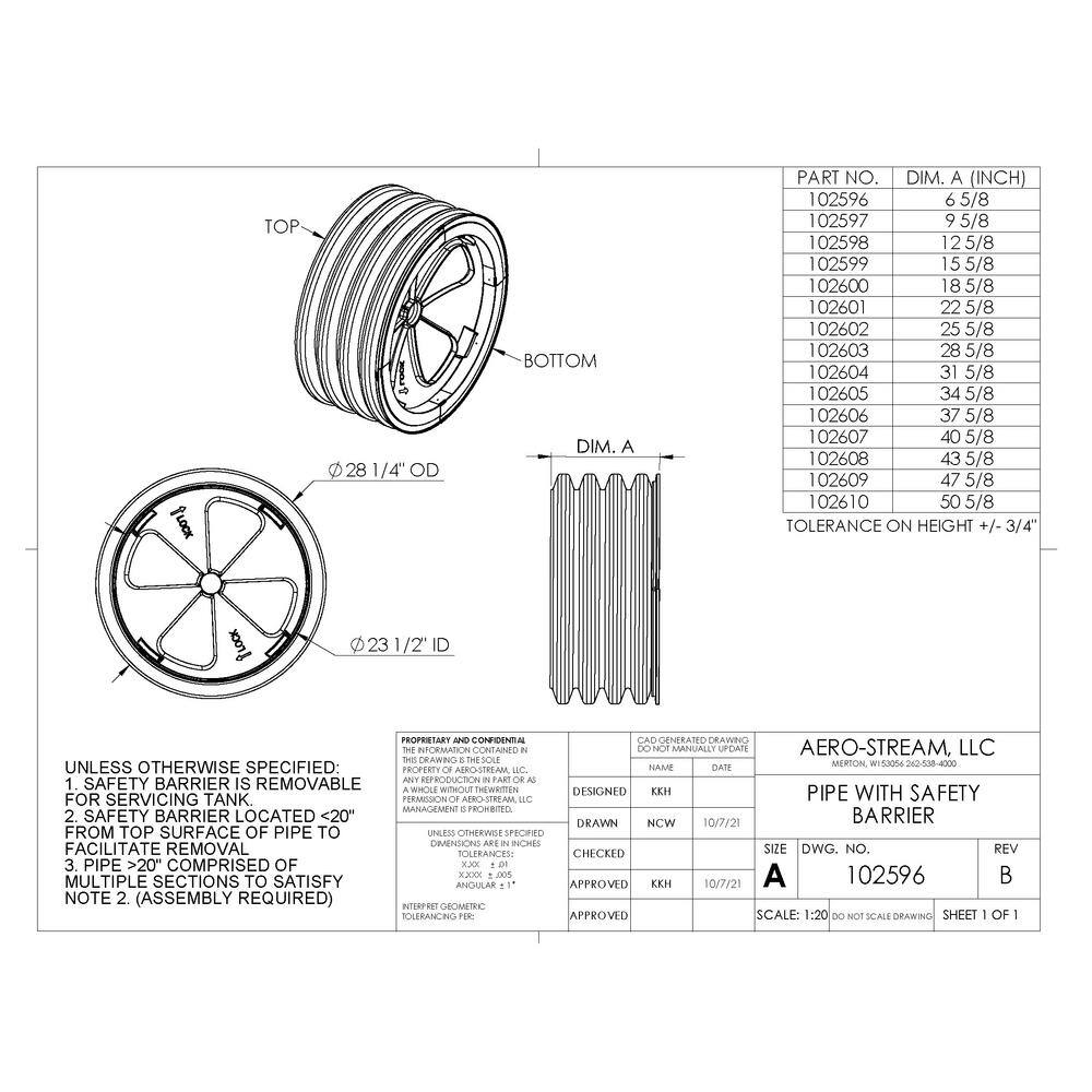 Aero-Stream 24 in. x 6 in. Septic Tank Riser Pipe with Safety Barrier 102596