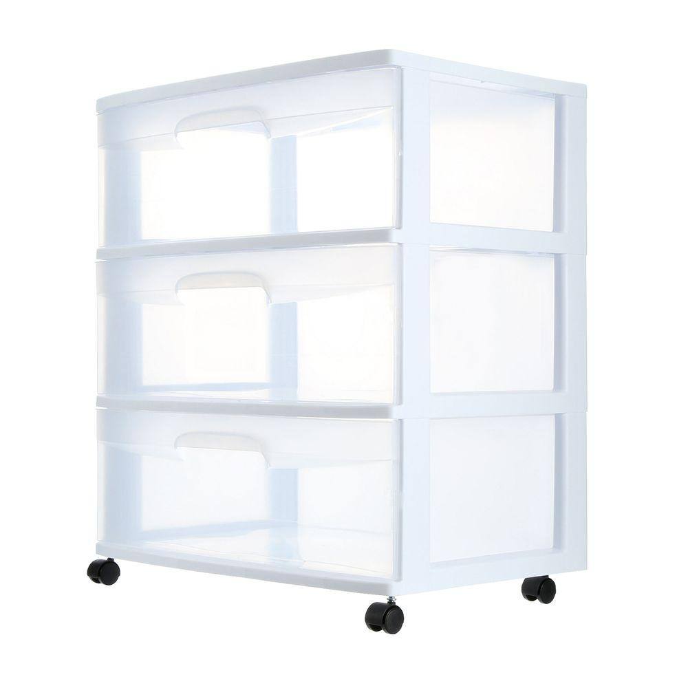 Sterilite Home 3-Drawer Cart Clear Portable Durable Storage Container on Casters 29308001