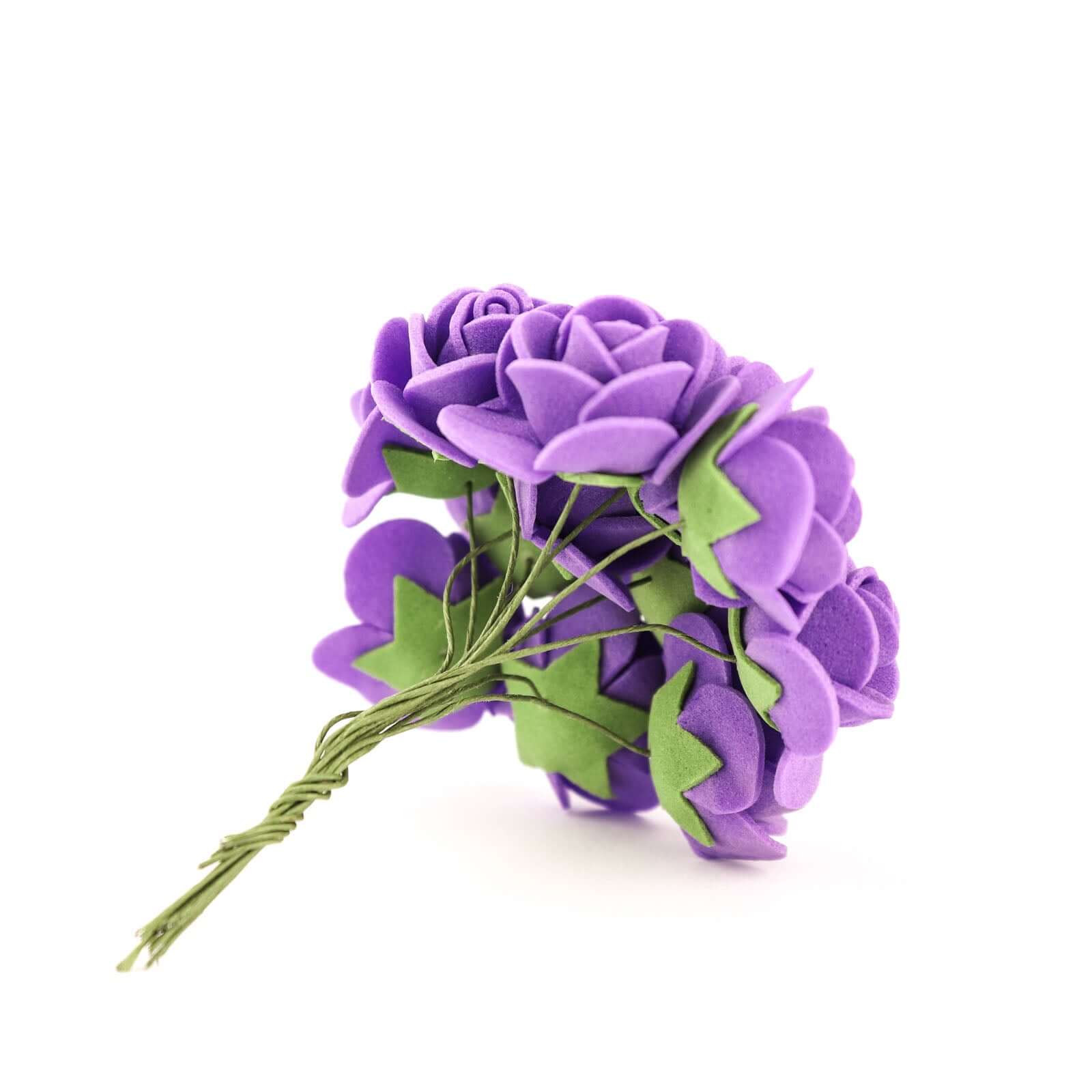 48 Roses Purple Real Touch Artificial DIY Foam Rose Flowers With Stem, Craft Rose Buds 1