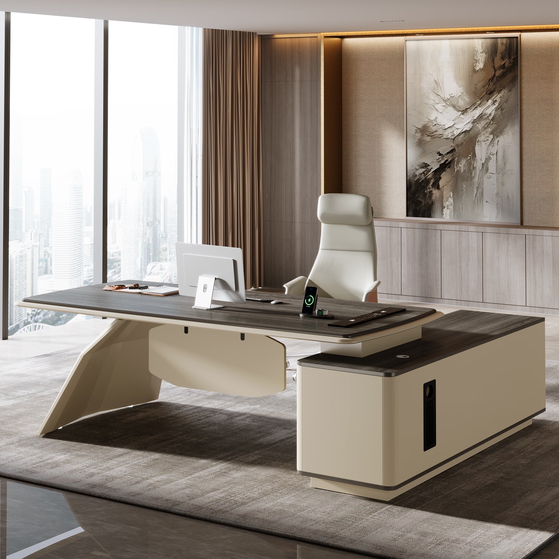 L-Shaped Executive Desk, Elegant Computer Desk Office Desk