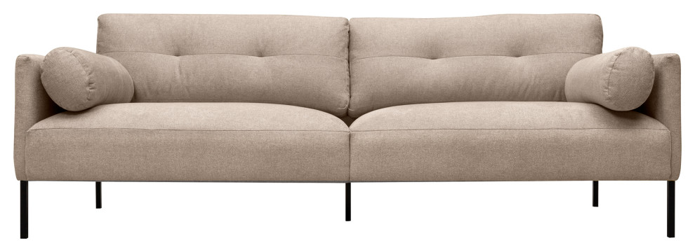 Michalina 84 quotBeige Fabric Sofa with Black Metal Legs   Modern   Sofas   by Armen Living  Houzz