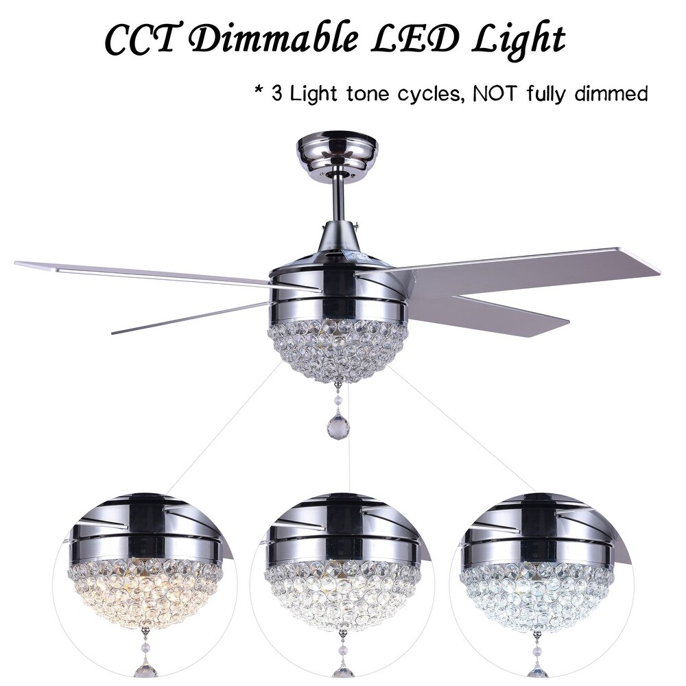 Oaks Aura 42in.Modern Revisable LED Glam Crystal Ceiling Fan with Light  Remote Control Included