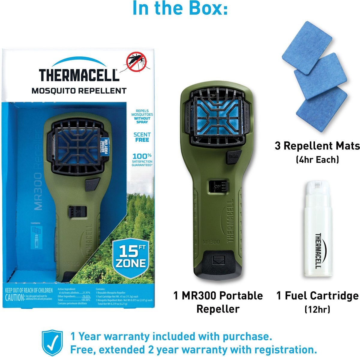 Thermacell MR300 Portable Mosquito Repeller， Green