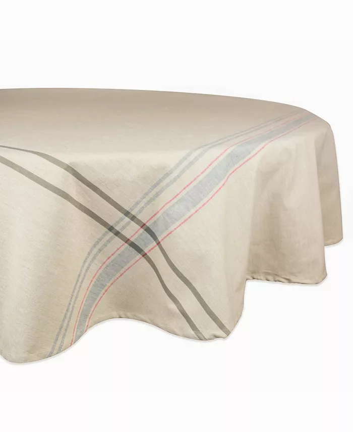 Design Imports Chambray French Stripe Tablecloth 70 Round