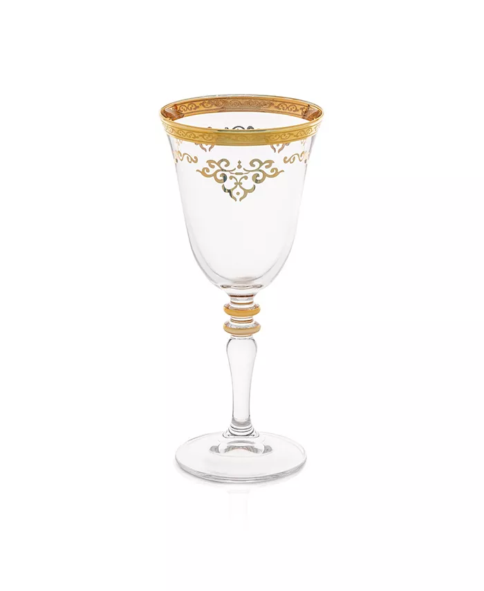 Classic Touch Set of  6 Wine Glasses with Design