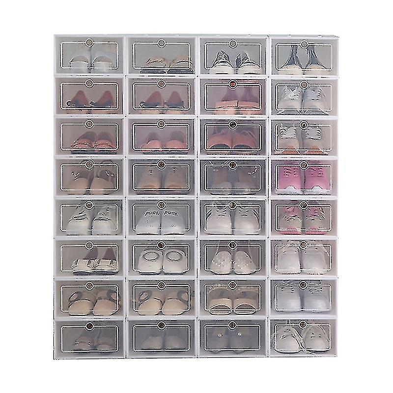 6pcs Plastic Shoe Box Stackable Foldable Shoe Organizer Drawer Storage Case With Flipping Clear Door