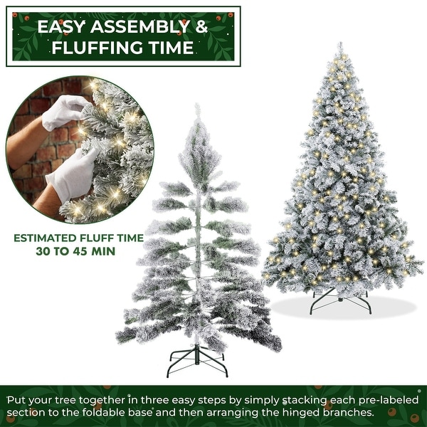 4.5FT PreLit SnowFlocked Pine Artificial Holiday Christmas Tree