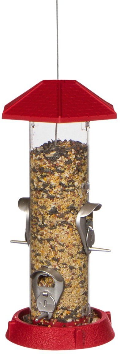 North States 2-in-1 Hinged-Port Bird Feeder， 4-Perch