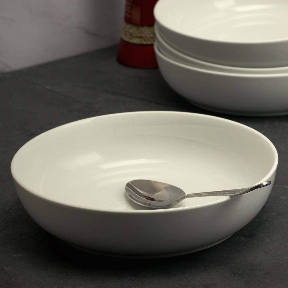 Gibson Home Extra Wide 8.5 in. White Dinner and Serving Bowl (Set of 4) 985111633M