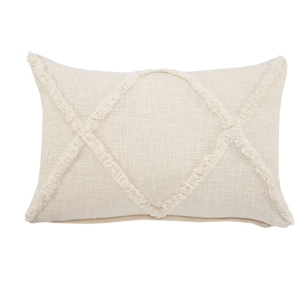 Solid Decorative Diamond Tufted Cotton Throw Pillow