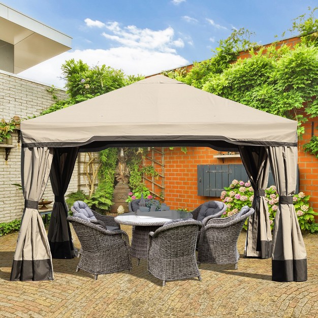 Aoodor 12 X 12 Ft Outdoor Gazebo Tent Canopy Shelter Aluminum Frame With Privacy Curtain And Netting For Patio Garden Yard And Lawn