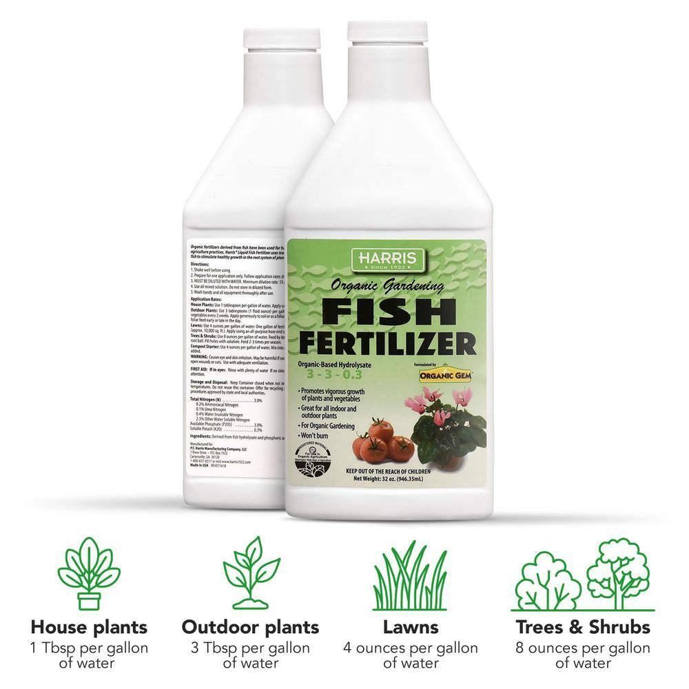 Harris 64 oz. Organic Gardening Liquid Fish Fertilizer and Plant Food (2-Pack) 2FISH-32