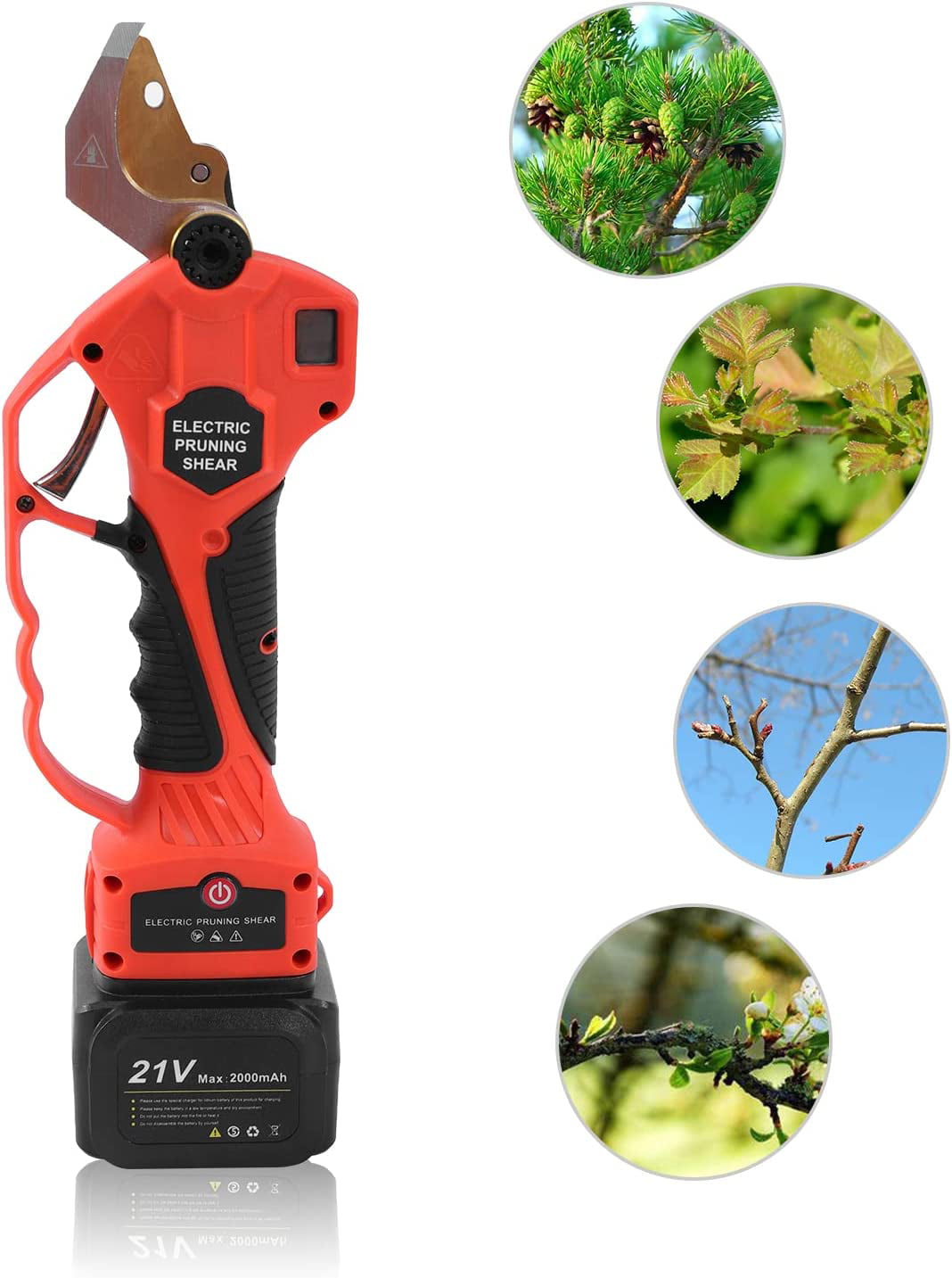 MONIPA Tool Belt Cordless Pruning Shears Electric Pruner with 7.3 Foot High Reach Extension Pole Titanium Plated SK5 Blades, Cutting Diameter, Display Screen