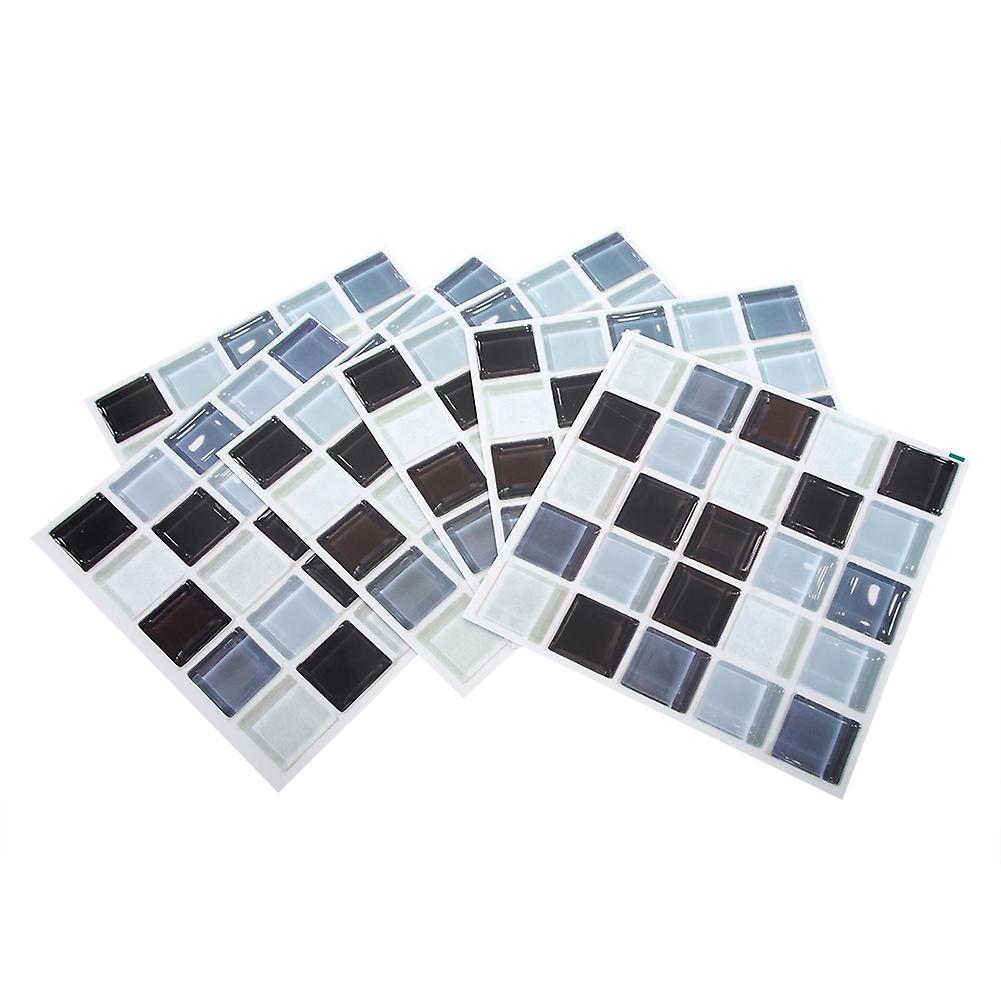 6pcs 3 Dimensions Self-adhesive Simulation Mosaic Pvc Wall Tile Sticker Bedroom Decoration