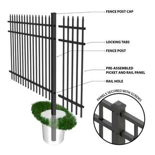 FORGERIGHT 96 in. 6 ft. Osprey Black Aluminum EndGate Post with Flat Cap 881973