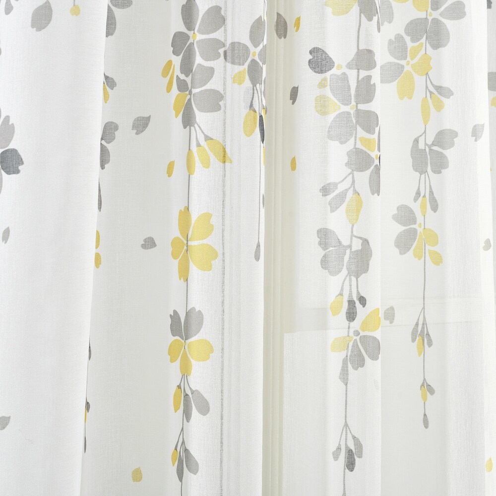 Lush Decor Weeping Flower Sheer Window Curtain Panel Pair   84\