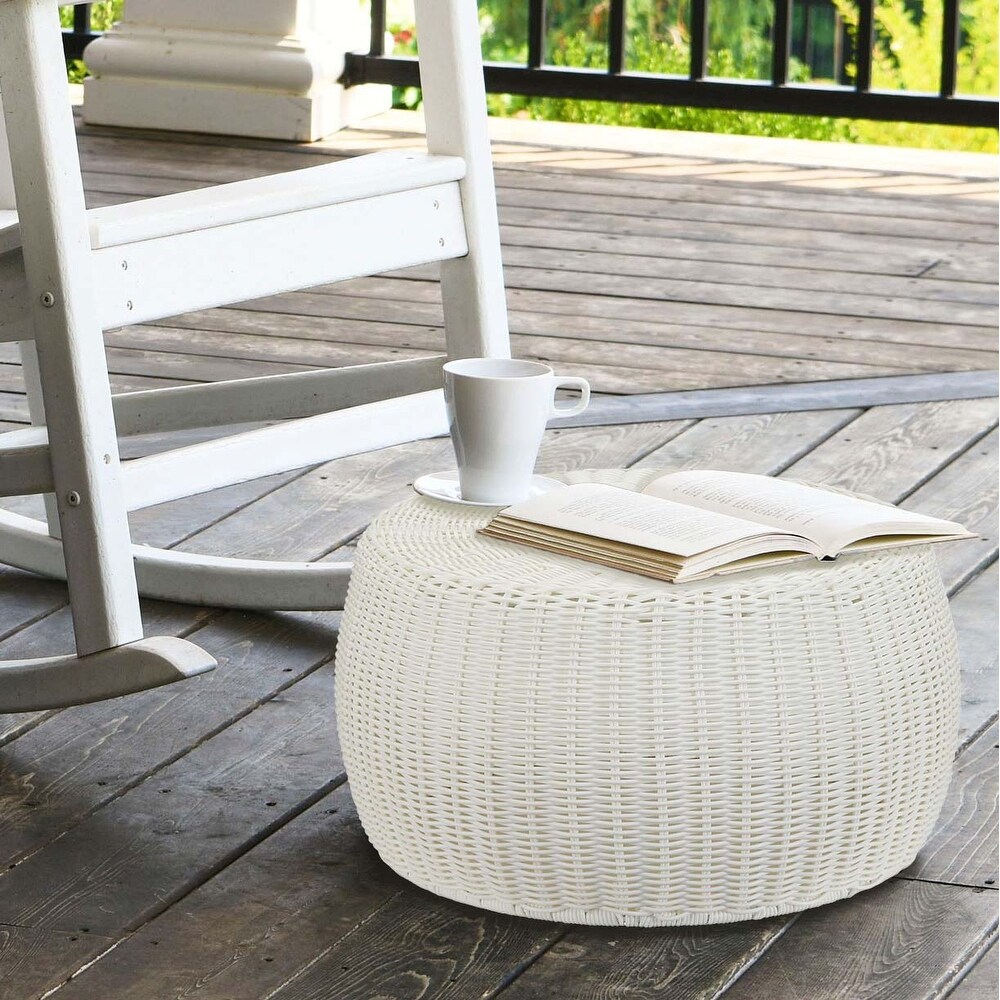 Handwoven Resin Storage Stool Ottoman