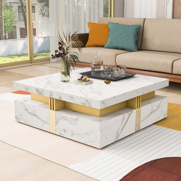 White Square Storage Coffee Table