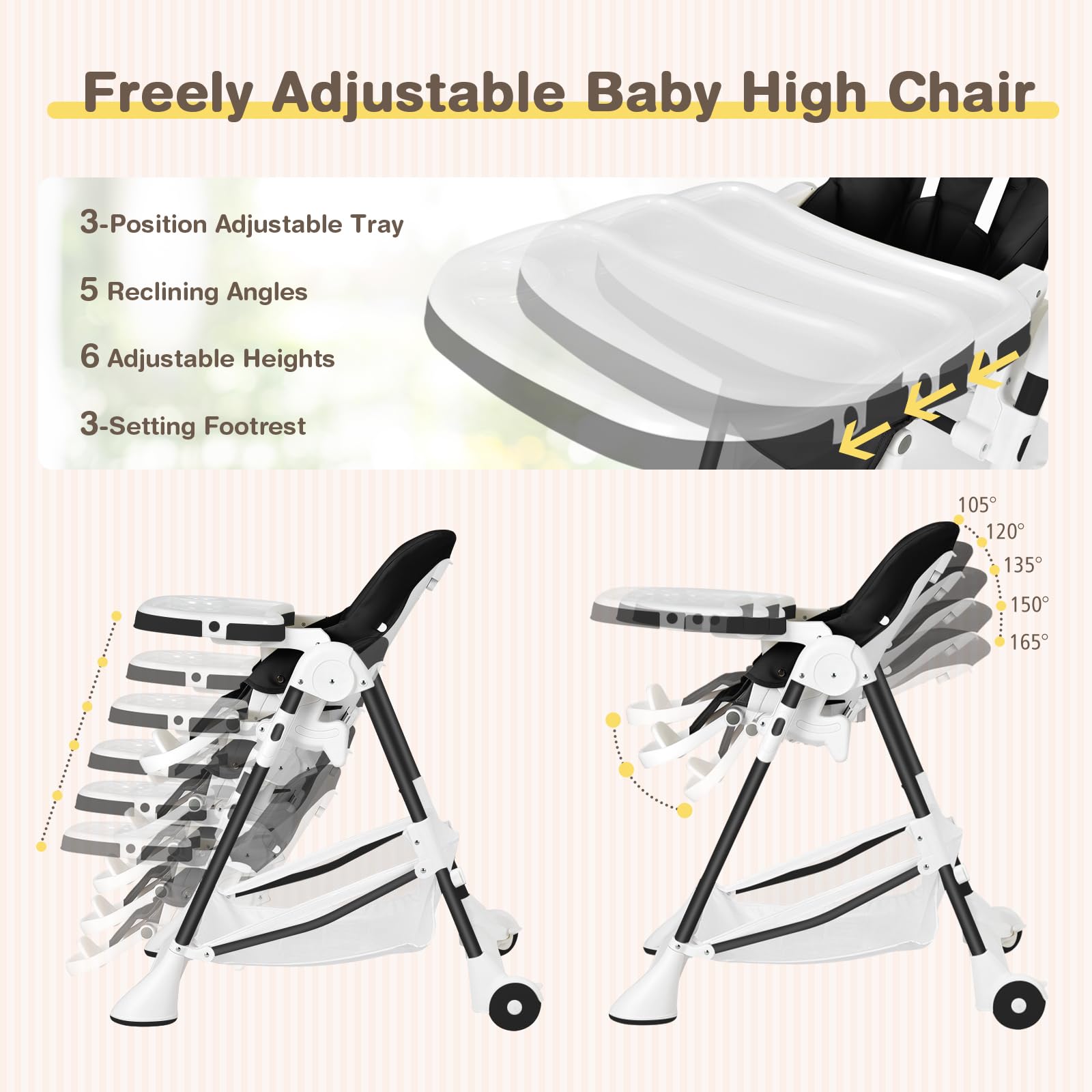 BABY JOY High Chair for Babies & Toddlers, Quick Folding Baby Highchair