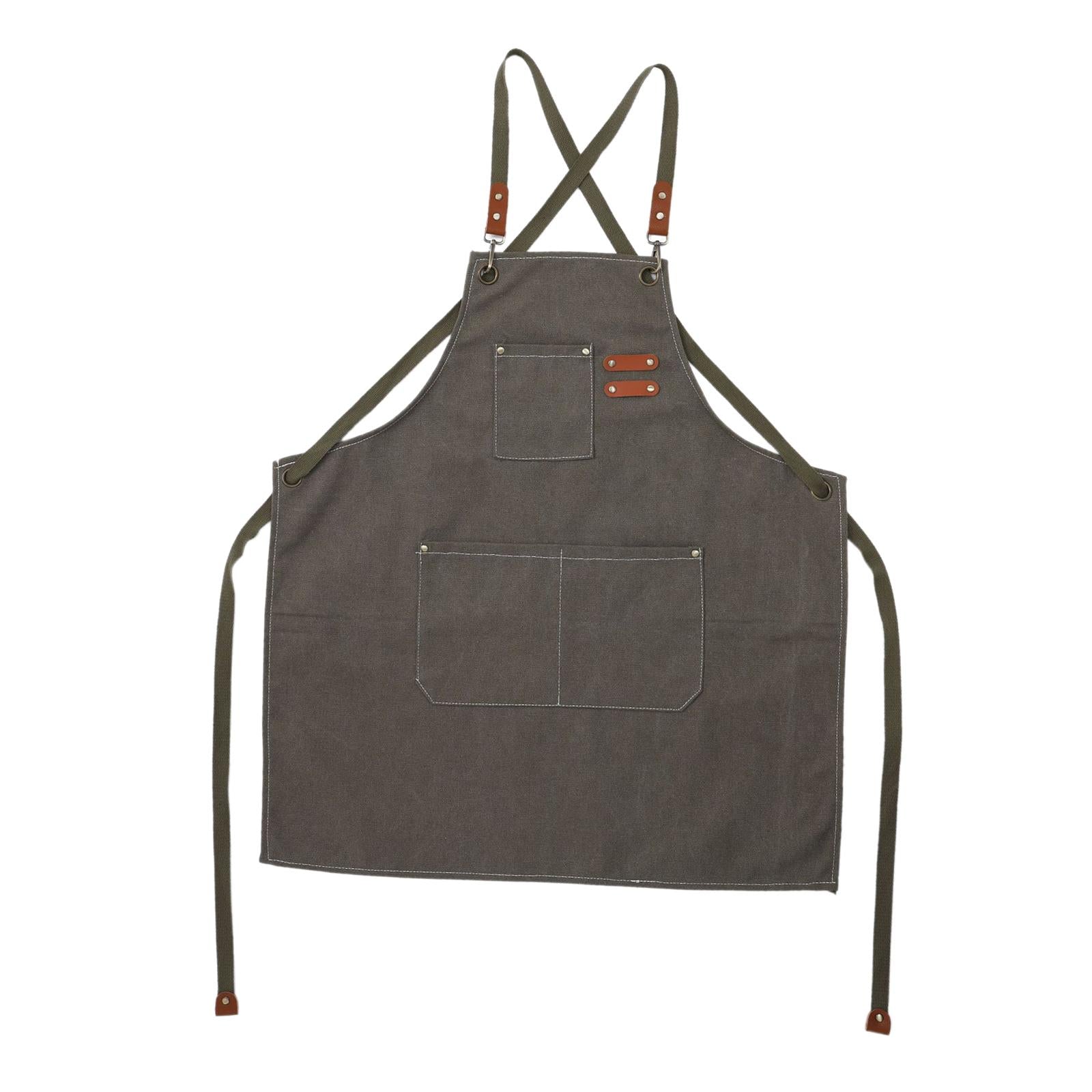 Work , Barista Apron Strap Artist Apron Kitchen Cooking Apron Gardening Apron for Carpenter Cafe Home Salon Painting Gray Green