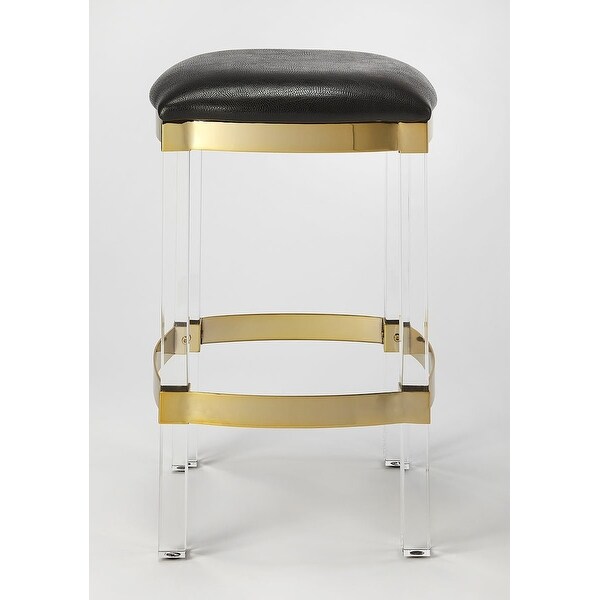 Offex Jordan Modern Acrylic and Black Leather Backless Counter Stool - 14.5