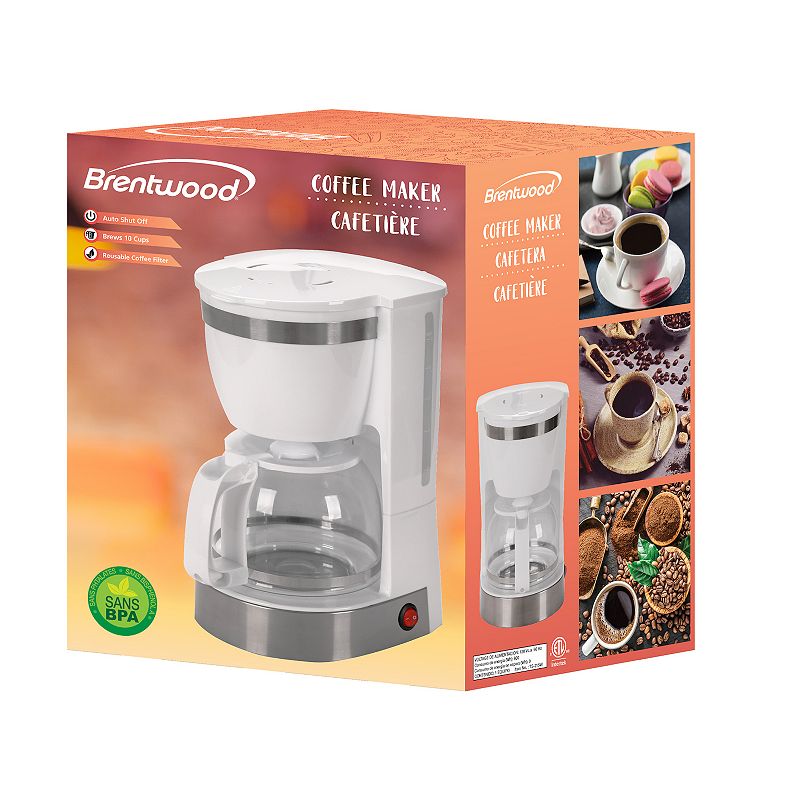 Brentwood 10 Cup 800 Watt Coffee Maker in White