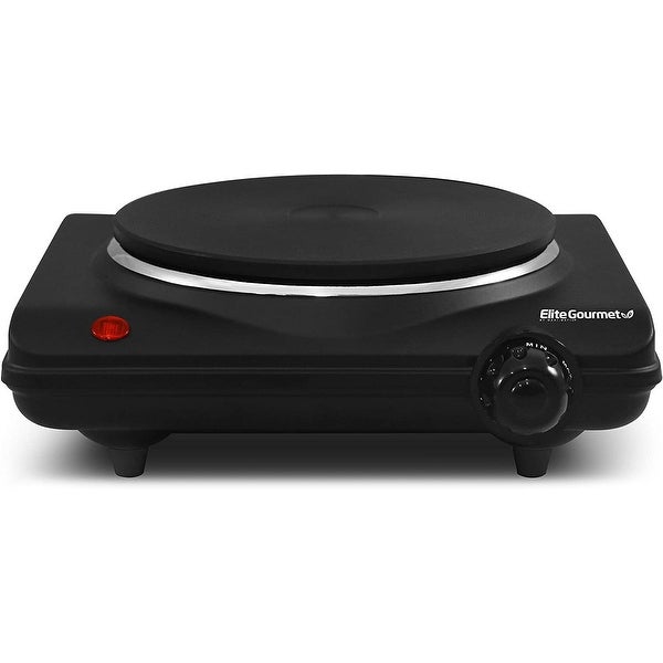 Countertop Single Cast Iron Burner， 1000 Watts Electric Hot Plate， Temperature Controls， Power Indicator Lights - N/A